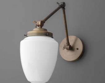 Sconce Light-Brass Wall Sconce-Opal Glass Lamp-Vintage Wall Light - Model No. 2595