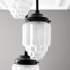 Hanging Lights - Frosted Glass - Skyscraper Shade - Art Deco Chandelier - Ceiling Lights - Unique Lighting - Model No. 7948 image 4