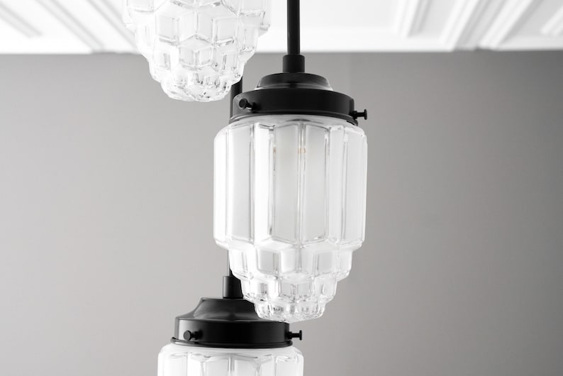 Hanging Lights - Frosted Glass - Skyscraper Shade - Art Deco Chandelier - Ceiling Lights - Unique Lighting - Model No. 7948 image 4