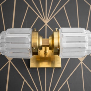 Deco Wall Sconce Brass Sconce Art Deco Globe Wall Lamp Art Deco Bathroom Gold Wall Light 1930s Art Deco Model No. 7180 image 3