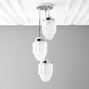 Hanging Lights - Frosted Glass - Skyscraper Shade - Art Deco Chandelier - Ceiling Lights - Unique Lighting - Model No. 7948 image 9