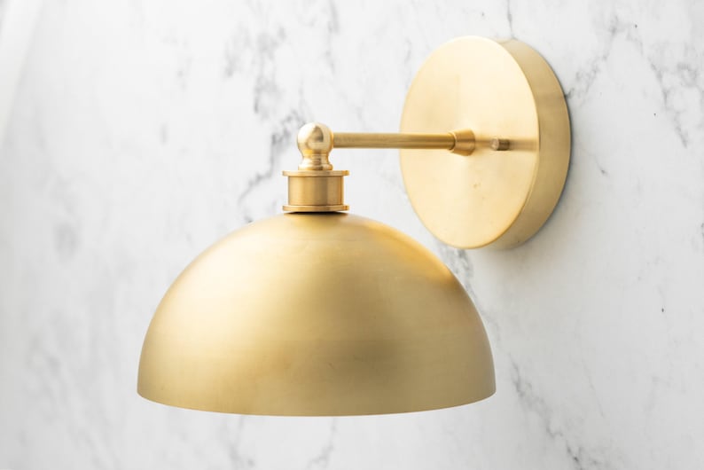 Brass Sconce - Art Deco Light - Brass Dome Light - Modern Lighting - Bathroom Lighting - Modern Vanity - Sconce Lighting - Model No. 8066 image 1