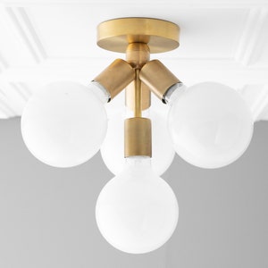 Flush Mount Globe Light Brass Fixture White Globe Ceiling Lights Flush Mount Light Globe Fixture Model No. 7605 image 1