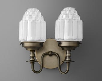 Vanity Lights Light-Brass Wall Sconce-Vintage Wall Light-Art Deco Sconce - Model No. 8912