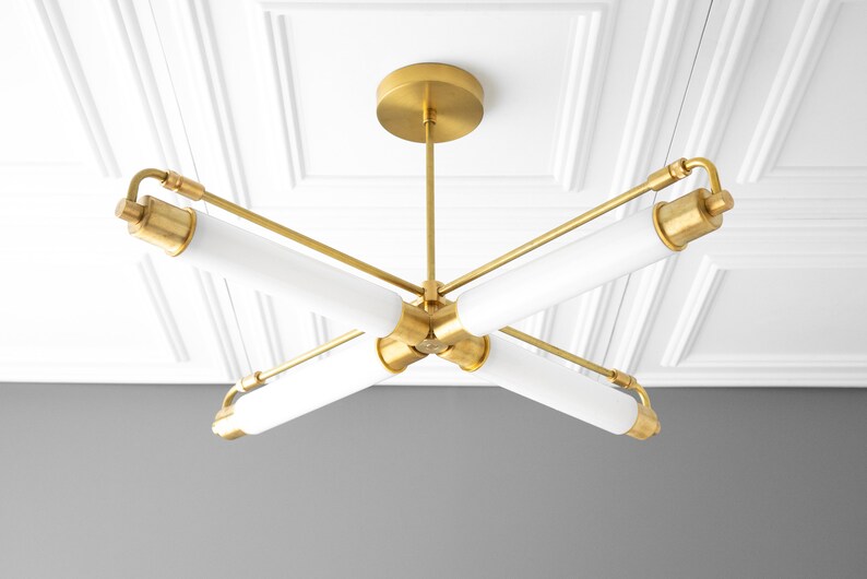 Modern Chandelier Tube Lights Retro Chandelier 1683 Brass Chandelier Art Deco Tube Chandelier Streamline Modern Model No