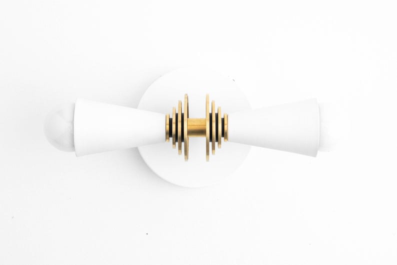 Vanity Light - Modern Art Deco - Wall Sconce - Bathroom Lights - Brass Black Vanity - Steampunk Lamp - Mid Century Sconce - Model No. 9830 image 5