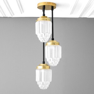 Hanging Lights - Frosted Glass - Skyscraper Shade - Art Deco Chandelier - Ceiling Lights - Unique Lighting - Model No. 7948 image 7
