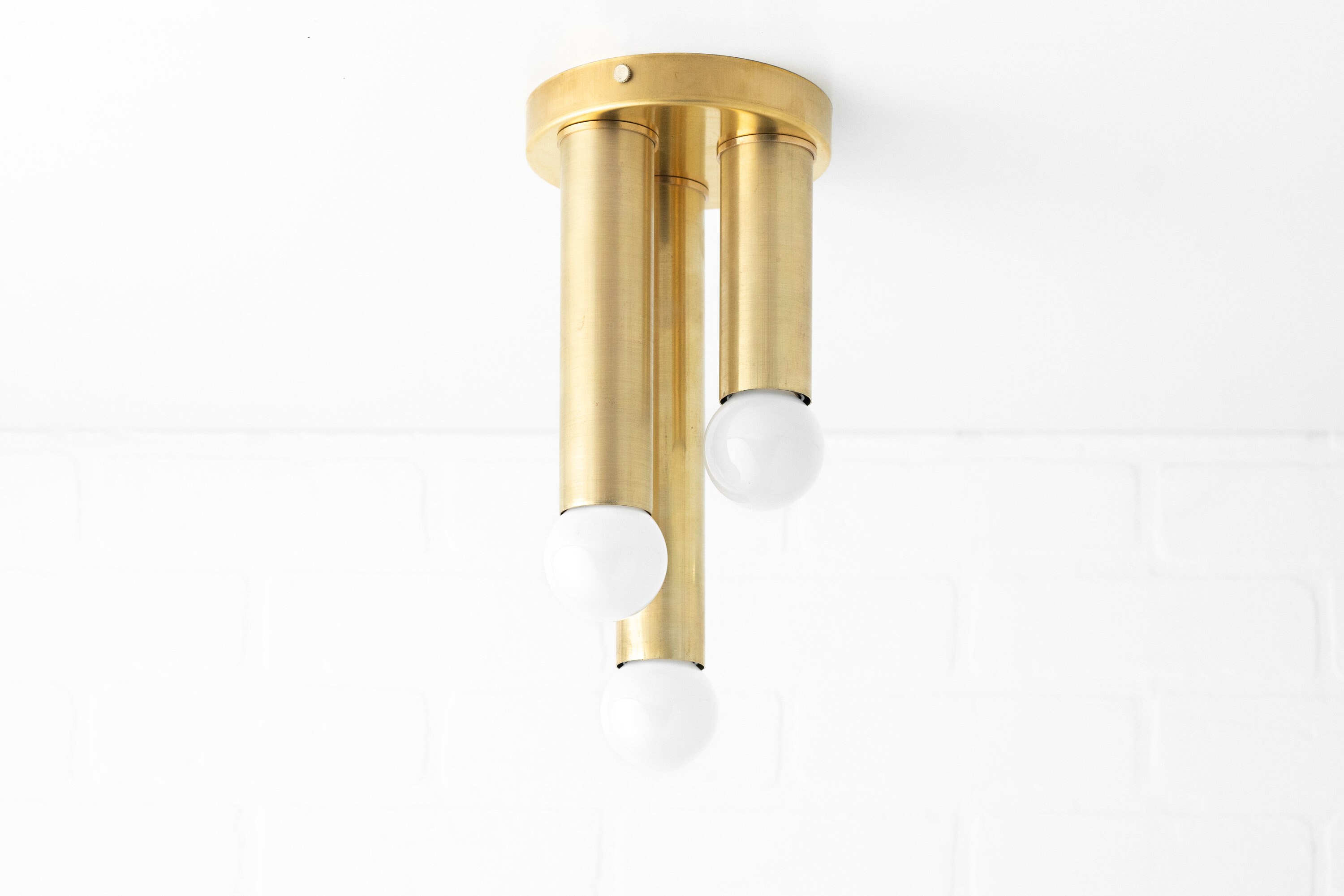 Three Column Brass Tube Light Unfinished Brass Light Etsy
