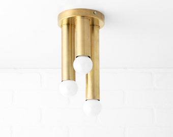 Three Column Brass Tube Light - Unfinished Brass - Light Fixture - Elegant Modern Lighting - Model No. 1838