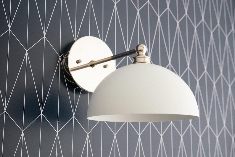 Brass Sconce - Art Deco Light - Brass Dome Light - Modern Lighting - Bathroom Lighting - Modern Vanity - Sconce Lighting - Model No. 8066 image 8