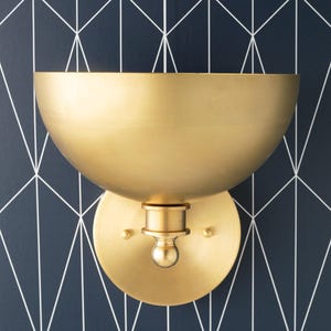 Brass Sconce - Art Deco Light - Brass Dome Light - Modern Lighting - Bathroom Lighting - Modern Vanity - Sconce Lighting - Model No. 8066 image 3