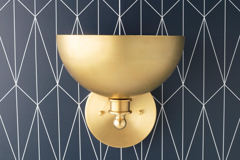 Brass Sconce - Art Deco Light - Brass Dome Light - Modern Lighting - Bathroom Lighting - Modern Vanity - Sconce Lighting - Model No. 8066 image 3