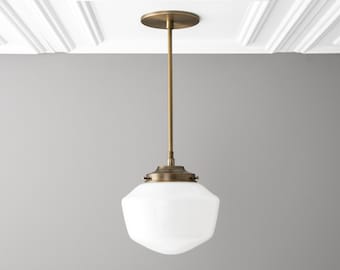 8in Opal Schoolhouse Shade - Pendant Light - Art Deco - Ceiling Light - Pendant Lamp - Model No. 7147
