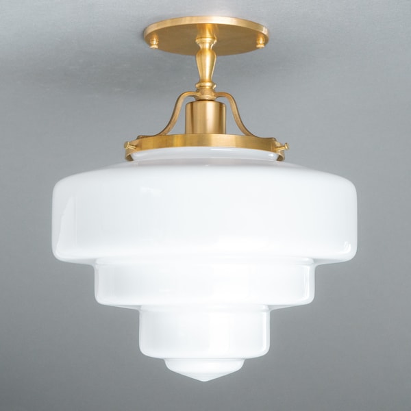 Tiered Glass Light - Solid Brass Light Fixture - Art Deco Decor - Unique Ceiling Light - Model No. 5311