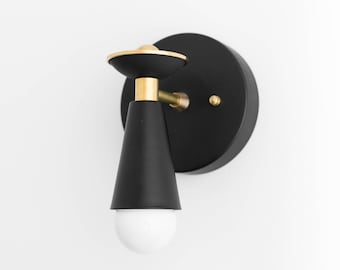 Mid Century Sconce - Black Brass Sconce - Wall Sconces - Wall Light - Mid Century Lights - MCM - Wall Lamp - Brass Sconce - Model No. 5249