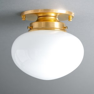 6.5in Oval Glass Shade - Mushroom Light - Flush Mount Light - Art Deco Lighting - Modern Lighting - Model No. 4187