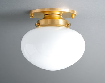 6.5in Oval Glass Shade - Mushroom Light - Flush Mount Light - Art Deco Lighting - Modern Lighting - Model No. 4187