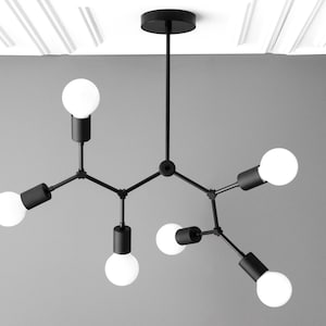 Molecule Light Modern Chandelier 6 Bulb Light Branching Chandelier Ceiling Lighting Model No. 2523 Black