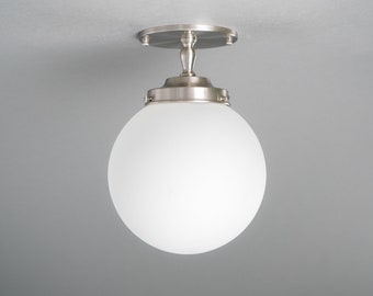 8inch Satin Globe - Semi-Flush Light - Globe Light Fixture - Ceiling Lights - Model No. 9046