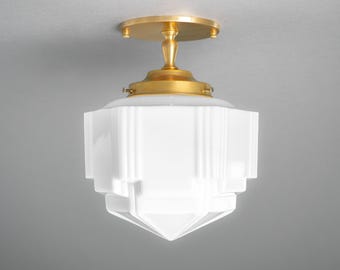 Art Deco Globe - Semi-Flush Light - Kitchen Light - Ceiling Light - Model No. 1456