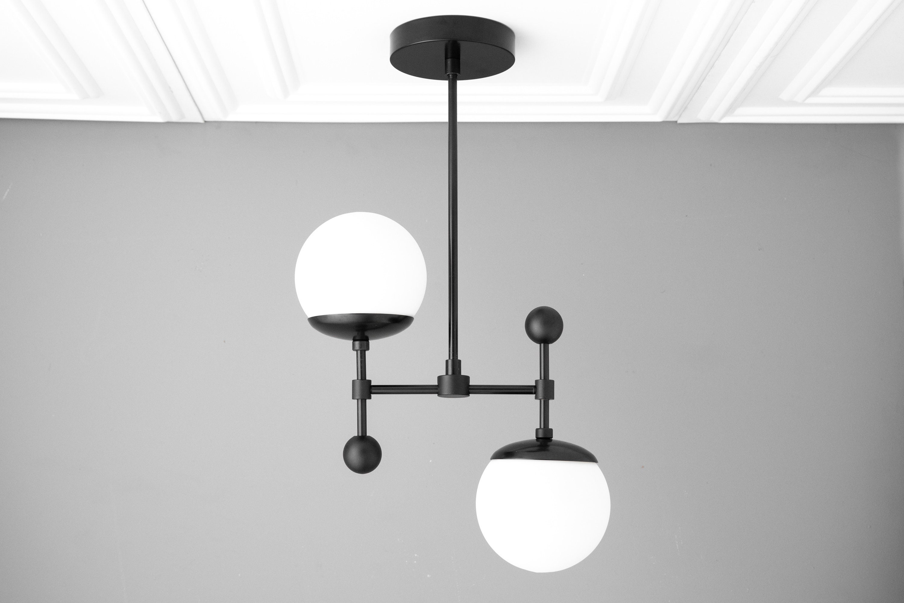 Globe Chandelier Pendant Lighting Brushed Nickel Hanging Etsy