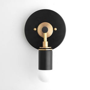 Art Deco Sconce - Black and Brass Sconce - Bathroom Sconce - Art Deco Lighting - Modern Lighting - Light Fixture - Model No. 1128