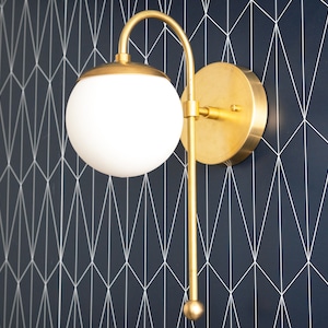 Chrome Sconce - Globe Sconce - Wall Light Globe - Brushed Nickel - Bathroom Sconces - Vanity Sconce - Bathroom Fixture - Model No. 1045