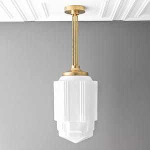 Art Deco - Pendant Light - Large Shade - Opal Glass - Art Deco Lighting - 1920's - Hanging Light - Skyscraper - Model No. 0262