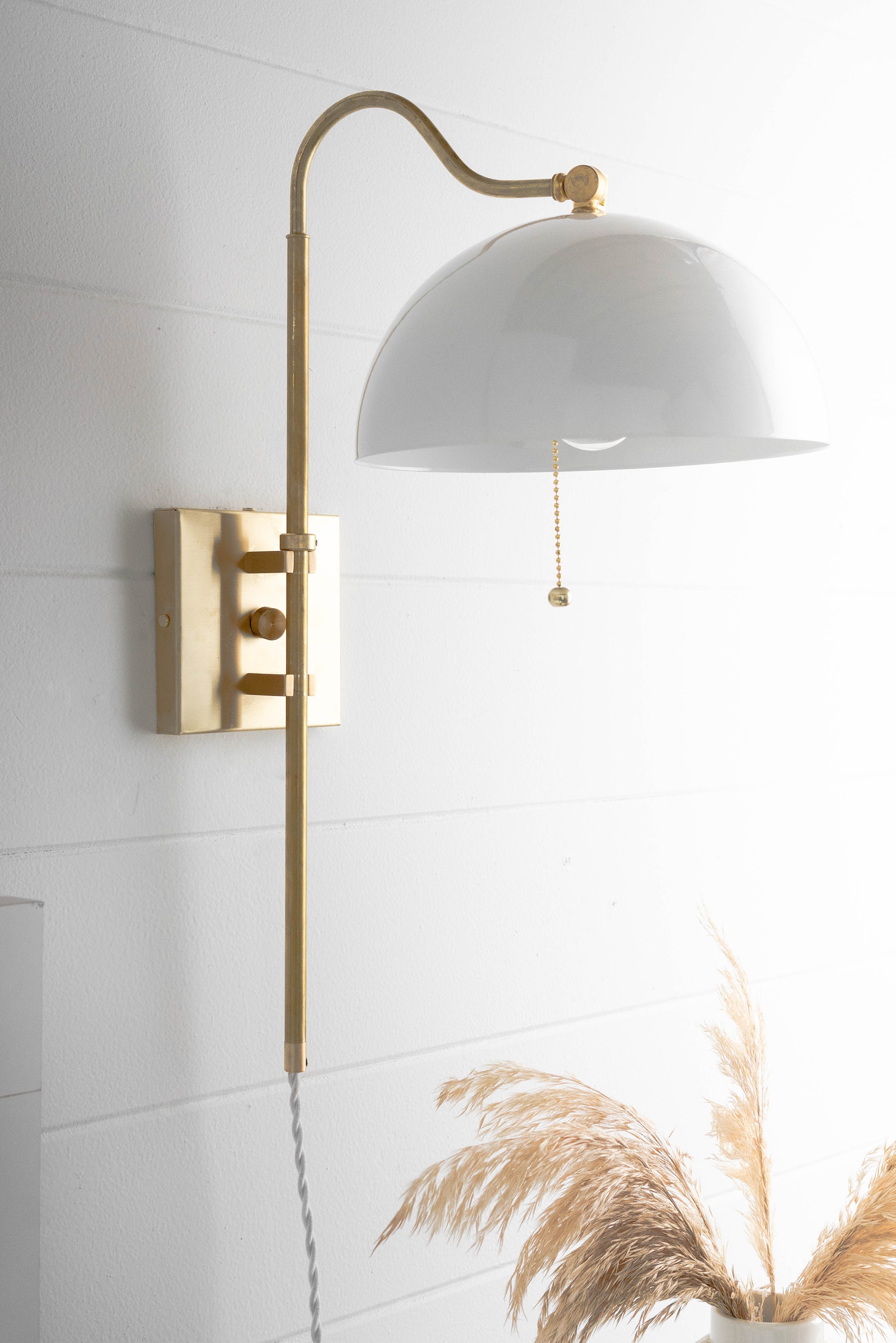 Half Dome Fixture Bedside Wall Sconce Plug in Wall Sconce Etsy