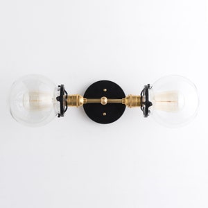 Glass Globe Light - Vanity Light Fixture - Wall Light Fixture - Glass Vanity Light - Brass Light Fixture - Model No. 7350