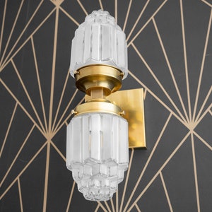 Deco Wall Sconce Brass Sconce Art Deco Globe Wall Lamp Art Deco Bathroom Gold Wall Light 1930s Art Deco Model No. 7180 image 2