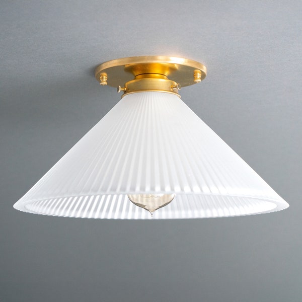 Classic Lighting - Ceiling Light - Ribbed Frosted Hyalophane Glass Shade - Light Fixture - Model No. 7329