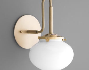 Sconce Light-Brass Wall Sconce-Opal Glass Lamp-Modern Wall Sconce - Model No. 9452