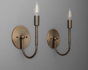 Sconce Light-Brass Wall Sconce-Antique Brass Lamp-Minimalist Light - Model No. 1099