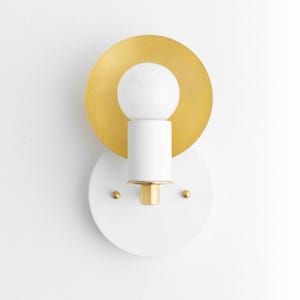 White Sconce - Brass Wall Sconce - Backsplash - Brass Light Fixture - Mid Century Sconce - Art Deco - Hallway Light - Model No. 8677