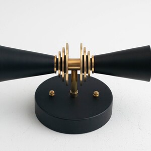 Vanity Light - Modern Art Deco - Wall Sconce - Bathroom Lights - Brass Black Vanity - Steampunk Lamp - Mid Century Sconce - Model No. 9830 image 6