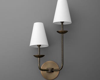 Sconce Light-Brass Wall Sconce-Double Wall Lamp-Vintage Brass Sconce - Model No. 1966