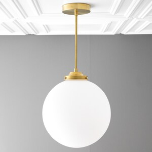 12 Inch Satin Glass Globe Light - Matte Glass Pendant - Large Pendant Ceiling Light Fixture - Model No. 6058