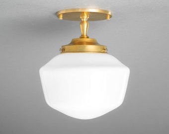 Pendant Lamp - 8.5in Opal Glass Globe - Made in USA - Semi Flush Mount - Ceiling Light - Model No. 7867