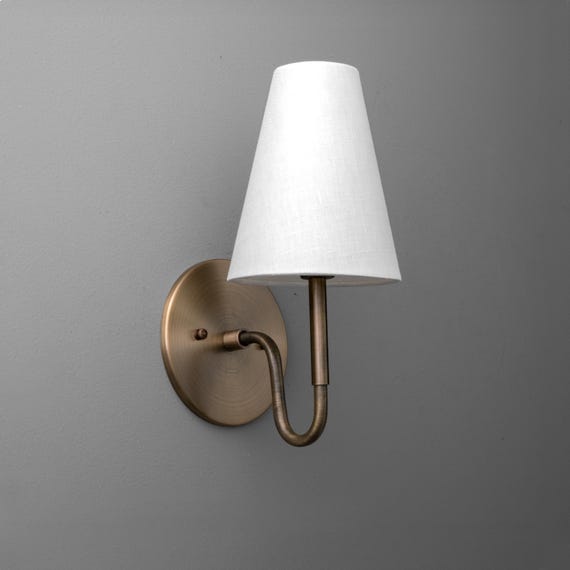 Sconce Light-Brass Wall Sconce-Linen Shade Lamp-Classic Wall Light - Model No. 1699