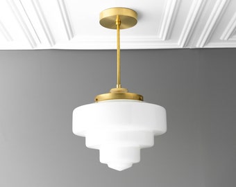 Art Deco Shade - Pendant Light - Opal Glass - Ceiling Light - Art Deco Lighting - Model No. 7458