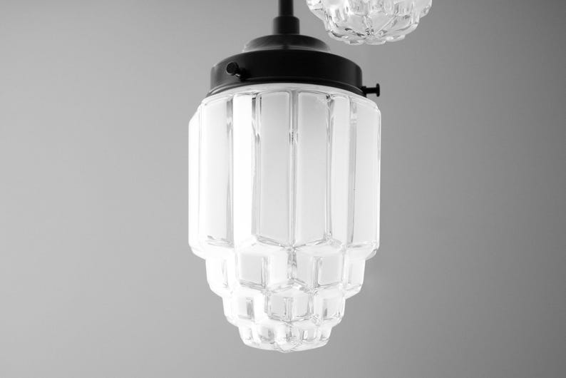 Hanging Lights - Frosted Glass - Skyscraper Shade - Art Deco Chandelier - Ceiling Lights - Unique Lighting - Model No. 7948 image 6