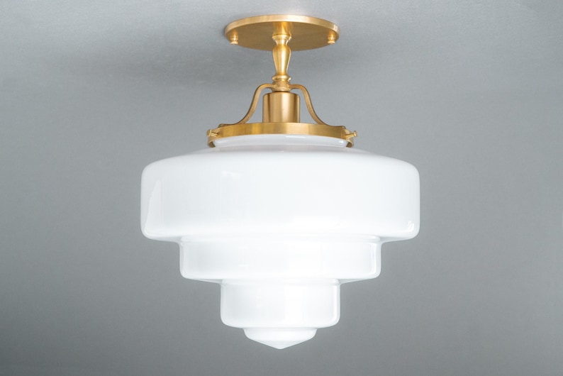 Tiered Glass Light - Solid Brass Light Fixture - Art Deco Decor - Unique Ceiling Light - Model No. 5311 image 1