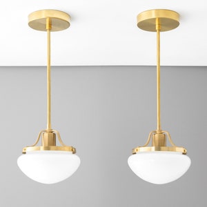 Unique Lighting - Glass Pendant Light - Hanging Lamp - Brass Light Fixture - Model No. 2901