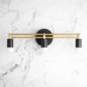 Wide Vanity Light - 3 Bulb - Bathroom Fixture - Brass Vanity - Wall Mount Light - Mirror Lamp - Model No. 8256
