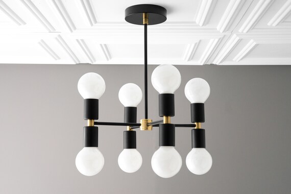 8 Bulb Chandelier Mixed Metal Light Modern 8 Bulb Chandelier Mixed Metal Light, Mixed Metal Light Fixtures