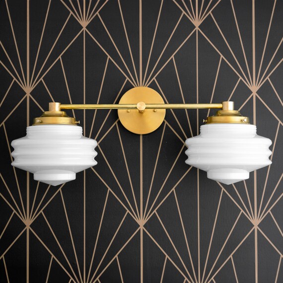 Art Deco Mirror Light Brass Vanity Light Art Deco Bathroom Modern