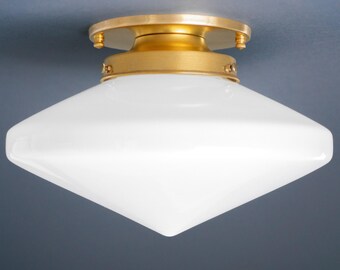 Flush Mount - 10in Hand Blown Glass - Made in USA - Art Deco Lighting - Light Fixture - Ceiling Light - Model No. 5862
