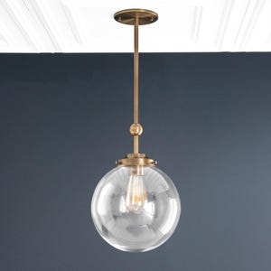 10in Clear Globe Lighting - Art Deco Pendant - Drop Lighting - Glass Shade - Globe Ceiling Light - Model No. 2288