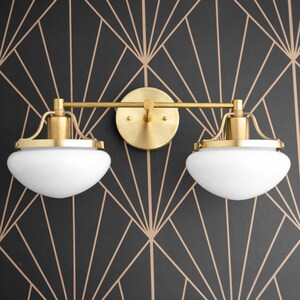 Globe Vanity Light - Brass Vanity - Art Deco Lighting - Opal Glass - 1920 - Brass Vanity Fixture - Bathroom Lights - Model No. 2447